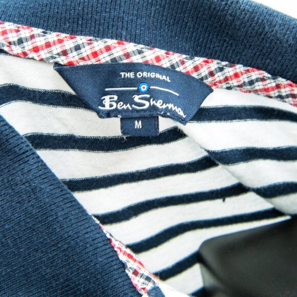 Ben Sherman Polo / Blue & White Striped / Men's MEDIUM - Picture 2 of 3